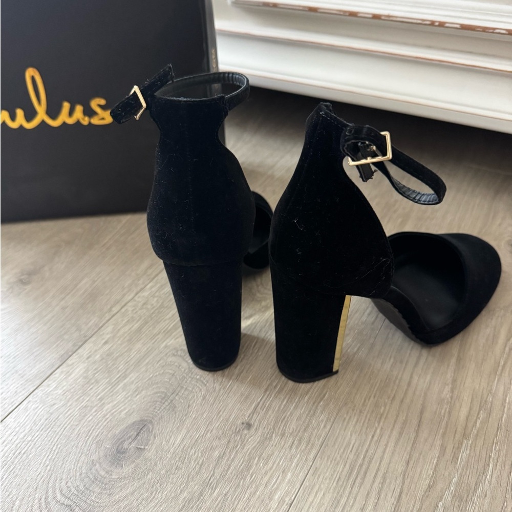 Lulu's Black Velvet Ankle Strap Heels - Picture 4 of 8